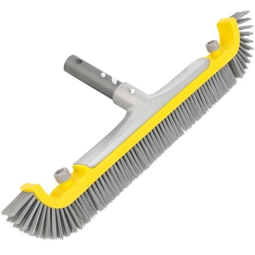 20 Inch Pool Brush Heavy Duty BPT Bristles Aluminum Handle Curved Ends Inground