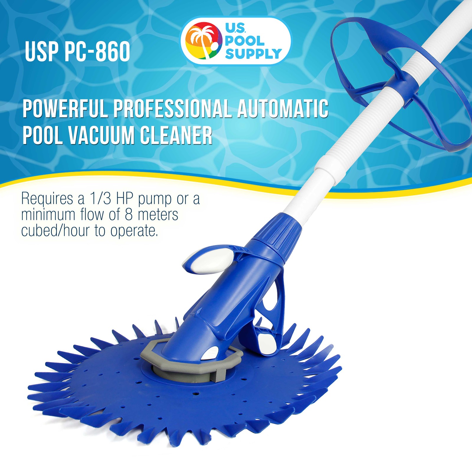 Pro Automatic Swimming Pool Vacuum Cleaner Powerful Water Suction Removes Debris