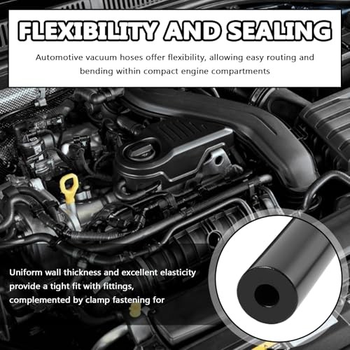 94PCS 5Ft Vacuum Hose Automotive Set,6 Sizes 3/8&Prime;,5/16&Prime;,1/4&Prime;,3/16&Prime;,5/32&Prime;,1/8&Prime;