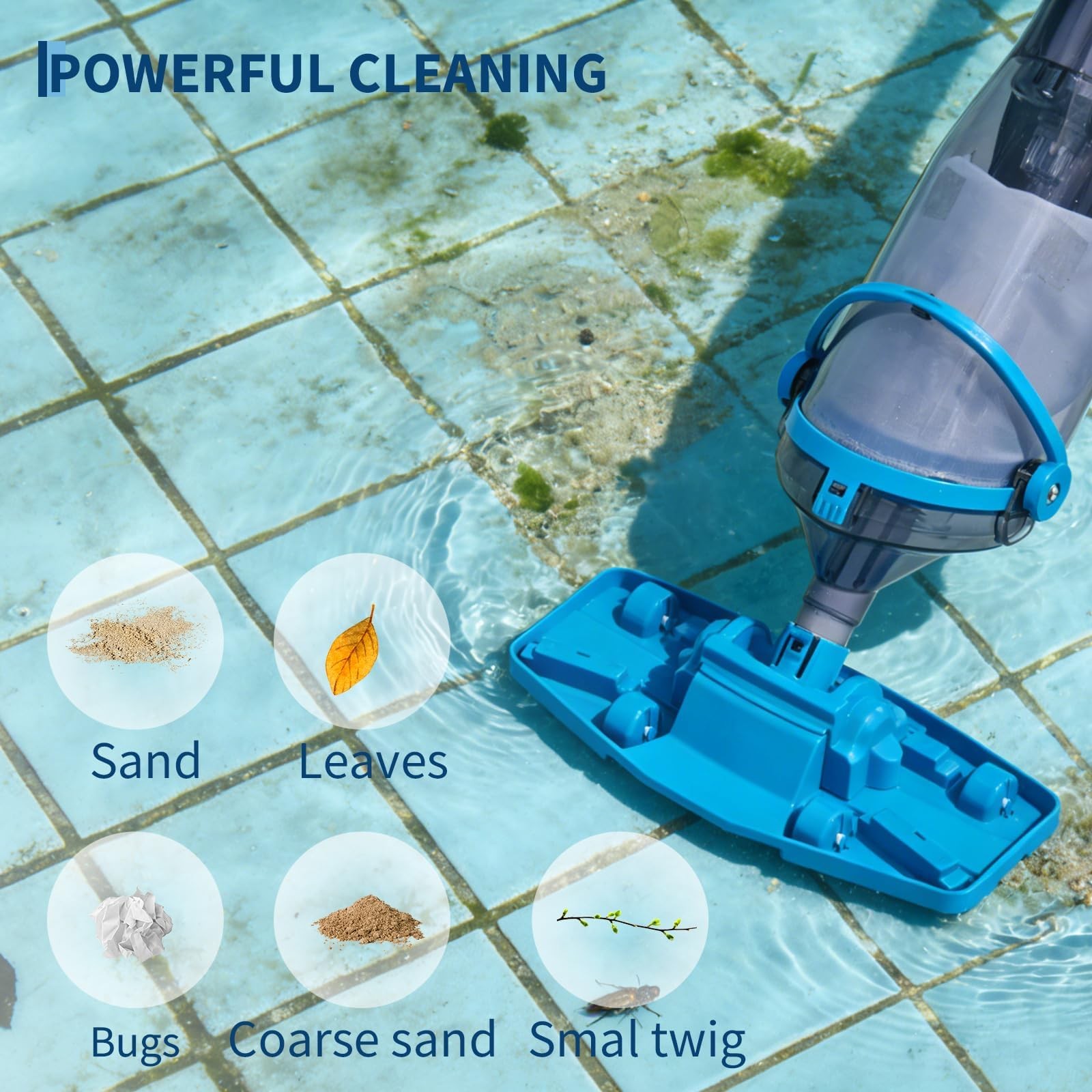 GarveeLife Pool Vacuum for Above Ground Pool Upgraded 13.4 Wide Head &