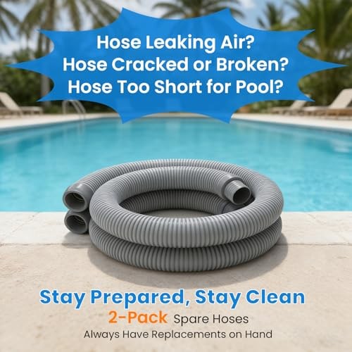Pool Vacuum Hose 2-Pack, Spare & Replacement, 40&Prime; 1.5in x 40in (2 PACK) Gray