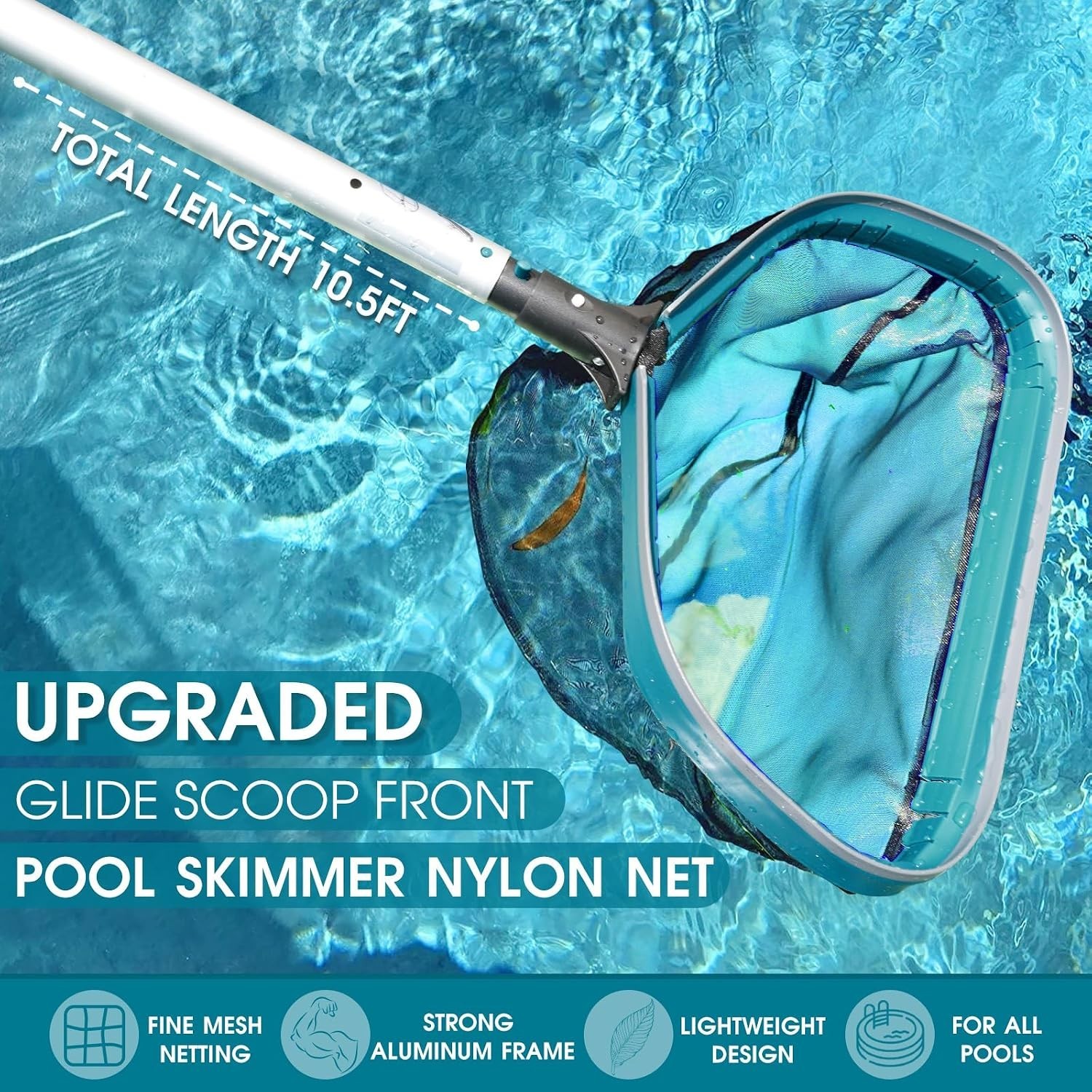 Effortless Pool Cleaning Kit with Adjustable Pole and 17.5 » Brush Head Included