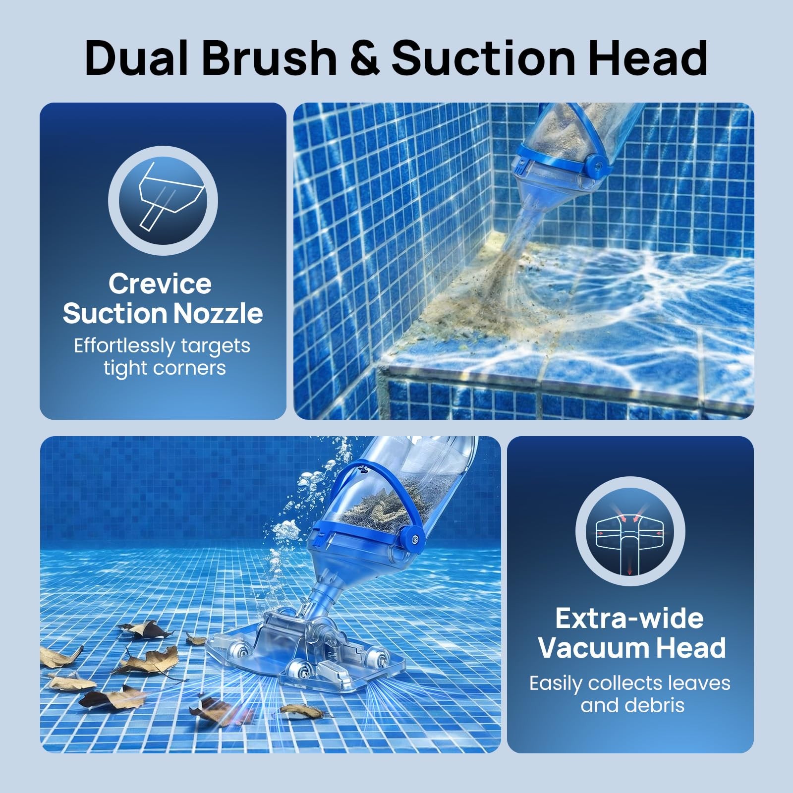 Handheld Pool Vacuum for Above Ground & Inground Pools, Cordless Rechargeable…