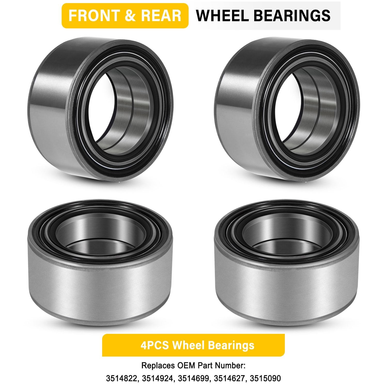Front and Rear Wheel Bearings for Polaris RZR XP 900 1000 4 S