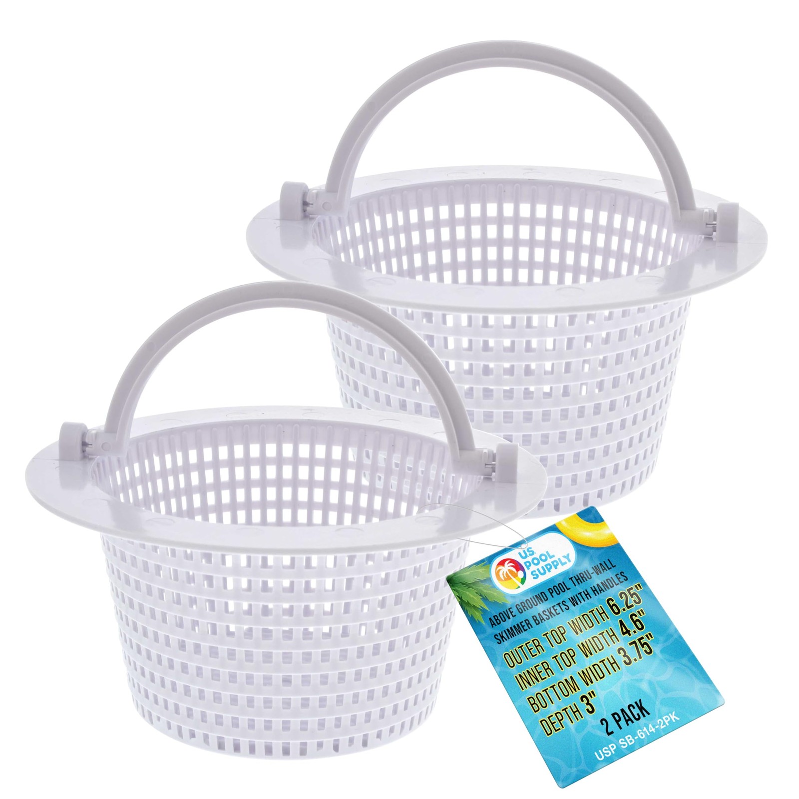 Pool Skimmer Basket 2 Pack Thru Wall Replacement Above Ground Debris Leaves Filt