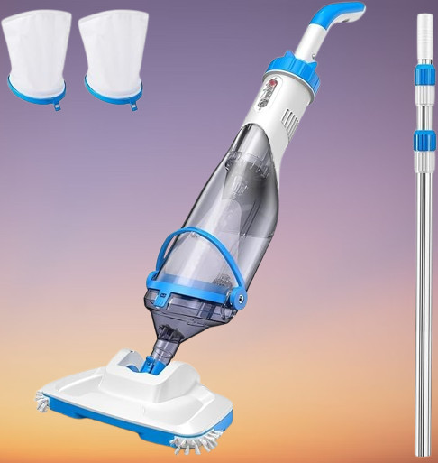 Consciot 13.4in Handheld Pool Vacuum 60Min 18.5GPM Recharge w/Pole