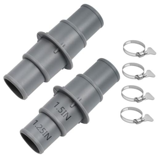 Pool Hose Adapter Connector Coupling 1-1/4&Prime; or 1-1/2&Prime; Plastic Pool Grey-2