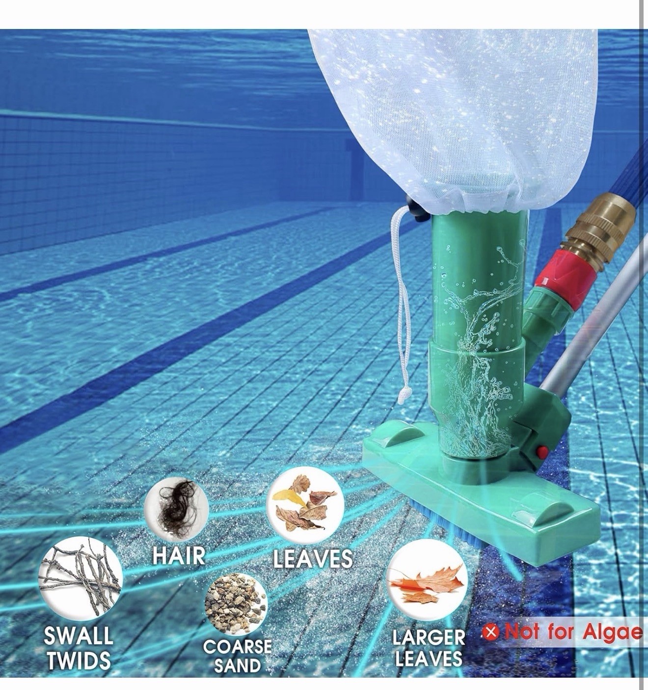 2-in-1 Pool & Pond Vacuum Cleaner with High Suction and Easy Assembly – 56.5&Prime;