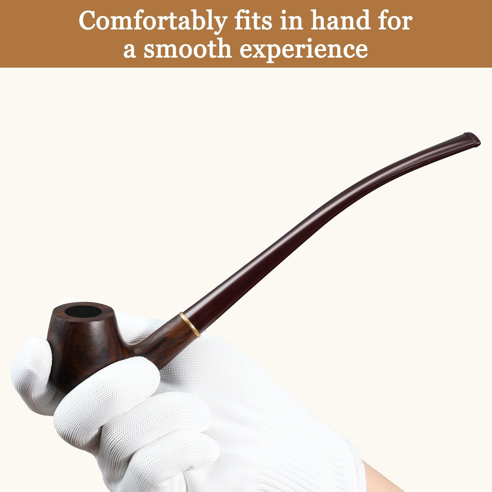 Obetis Ebony Tobacco Pipe Set – Handcrafted Bent Stem Wood with Brown