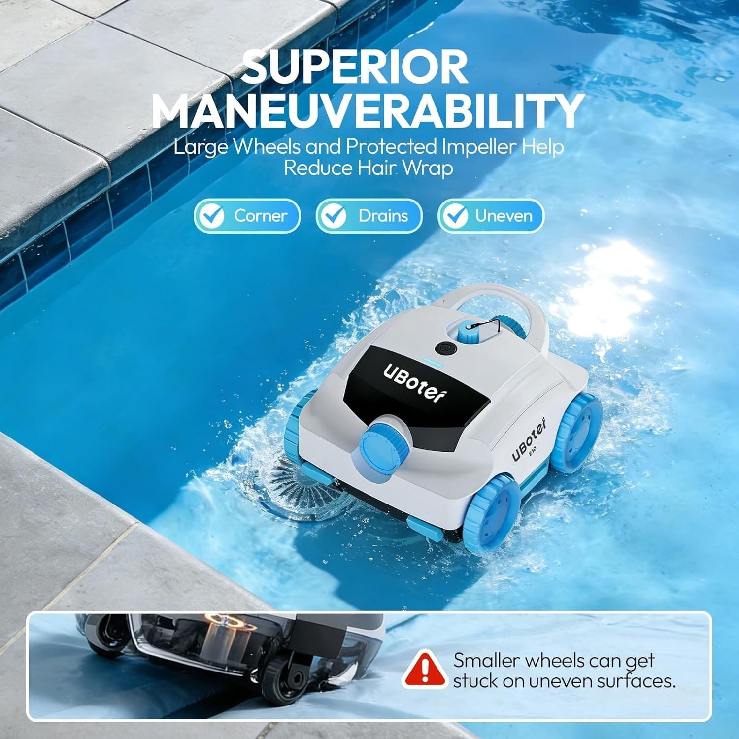 Cordless Pool Vacuum Robot Cleaner Dual Filter Edge Corner 120Min Blue