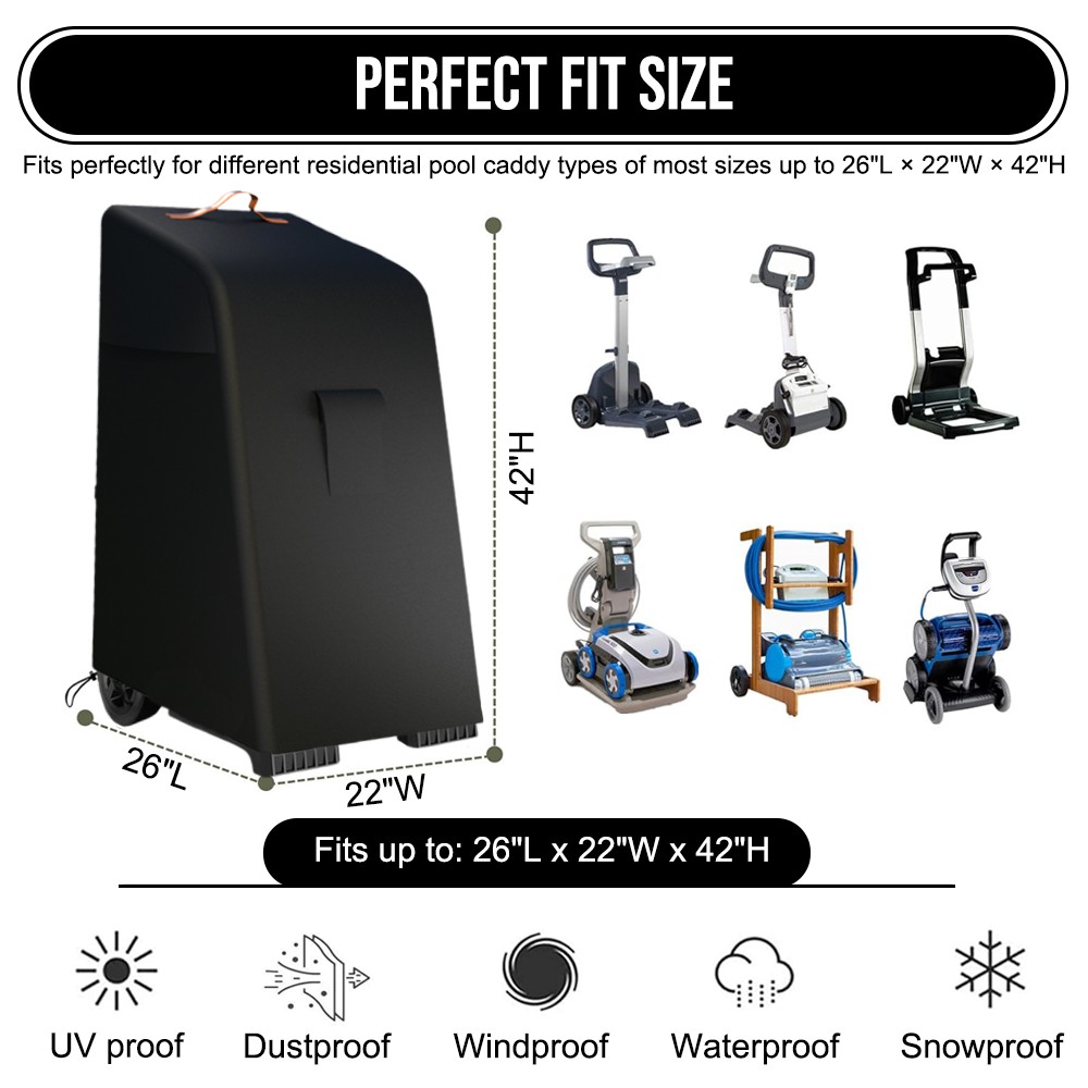 Robotic Swimming Pool Cleaner Caddy Cover Outdoor Waterproof Protector Universal