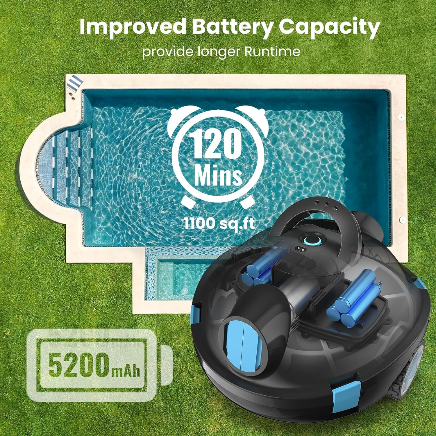 Y10 Cordless Robotic Pool Cleaner, Automatic Pool Vacuum – Ultra Long Battery Li