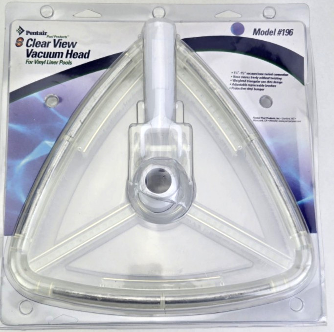 Pentair Clear View Vacuum Brush Head Model 196 Triangle See-Thru Vinyl Liner OK