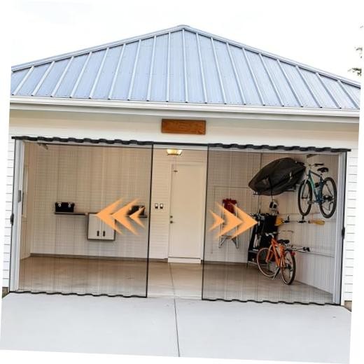 Retractable Garage Screen Door with Track, Garage Fit Garage Door 16 x 7 Feet