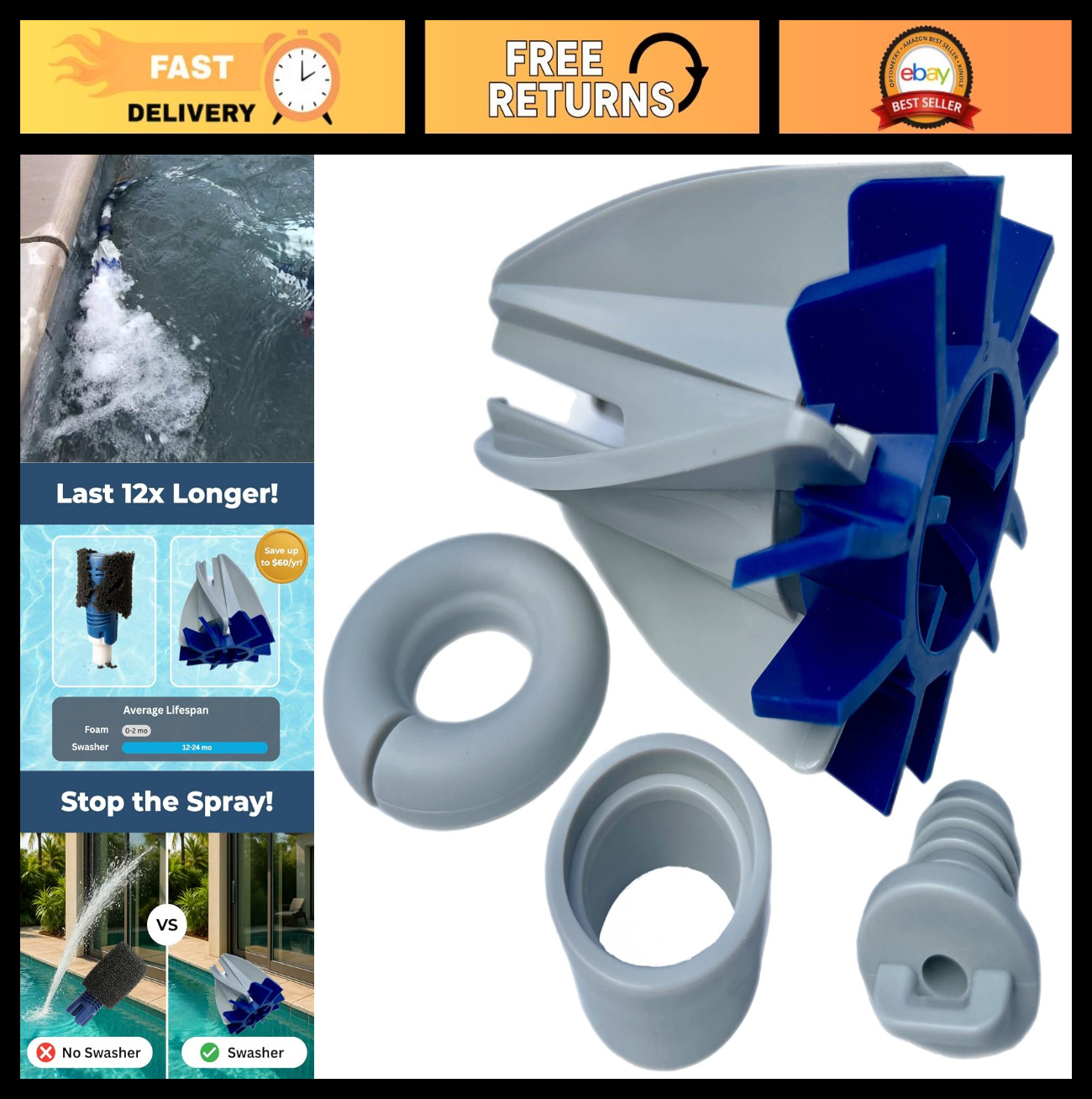 Tail Foam Replacement for Polaris 180 280 360 380 480 3900 – Durable Pool Cleane