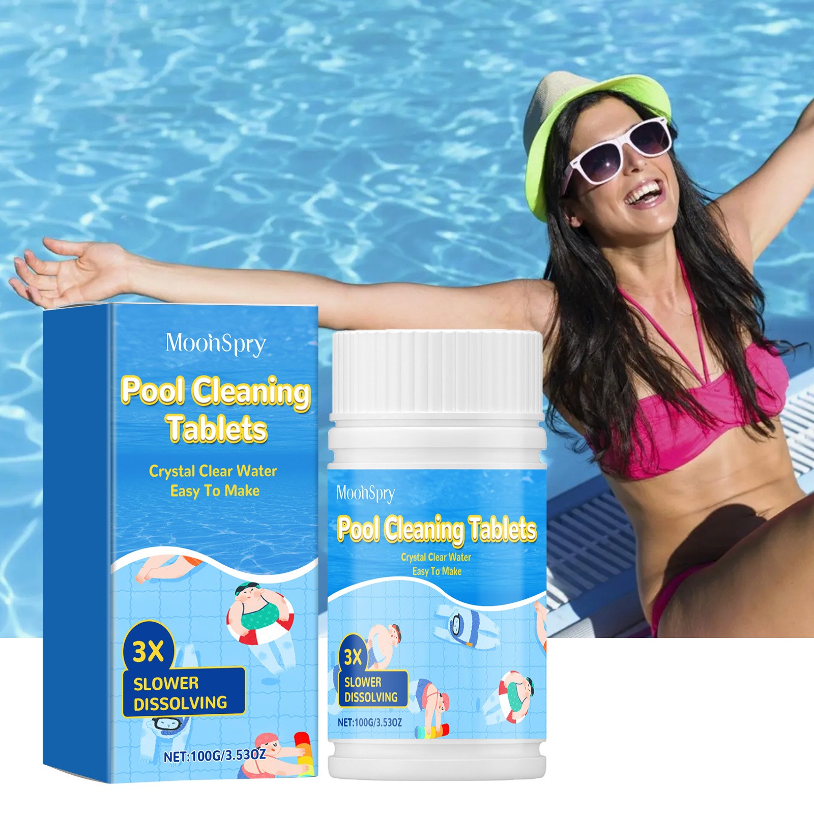 1~5x Multifunction Pool Cleaning Tablets for Crystal Clear Water, Clears Cloudy