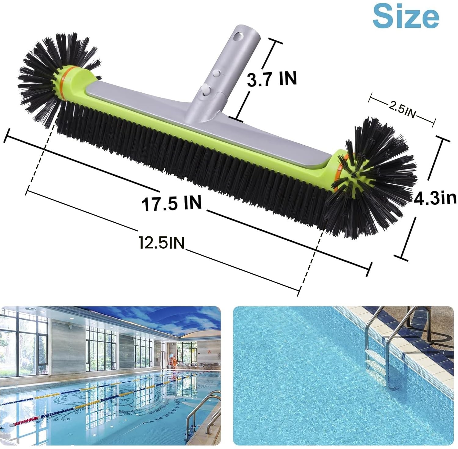 Sepetrel Pool Brush Head for Cleaning Hemispherical Walls, Green