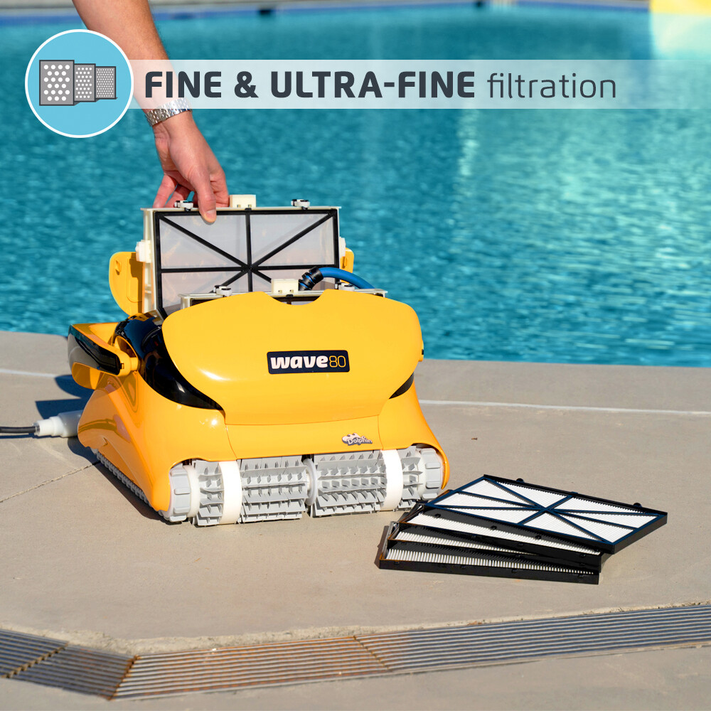 Dolphin Wave 80 Commercial Robotic Pool Cleaner with Caddy For Up to 68 Feet