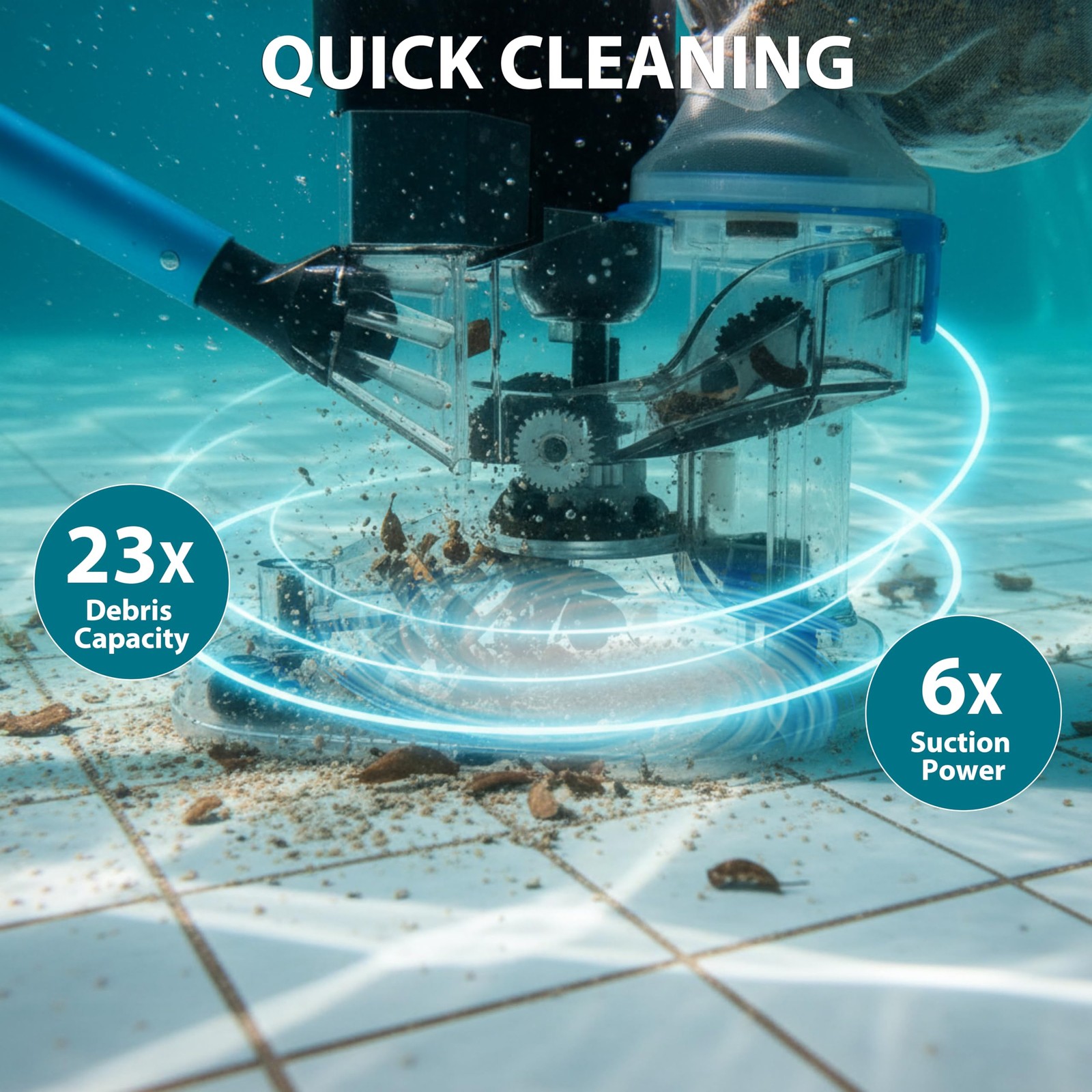 Cordless Pool Vacuum Cleaner, 24 GPM Powerful Suction Handheld Pool Cleaner w…