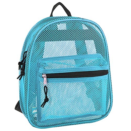 Mini 11 Inch Transparent Mesh Backpack for Women, Girls for School, Beach Aqua