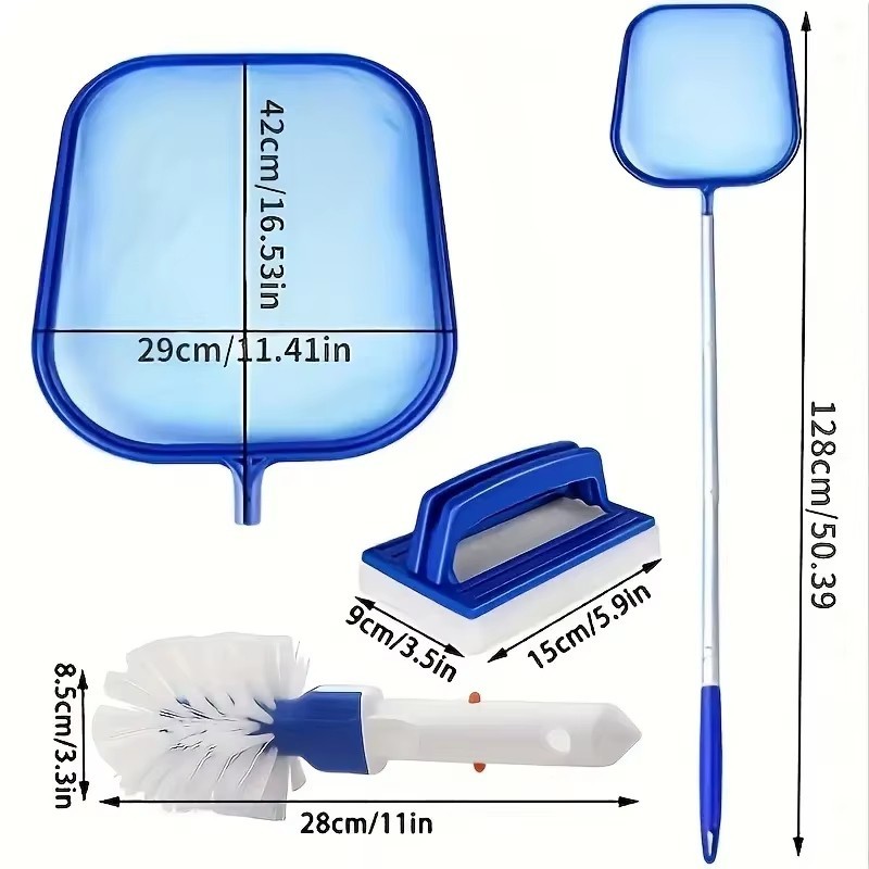 3pcs Pool Cleaning Kit 3pcs Complete Pool Cleaning Kit ， 5-Section Aluminum Pole