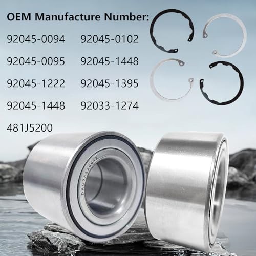 Front & Rear Wheel Bearing with Circlip Compatible with 2005-2013 Brute Force