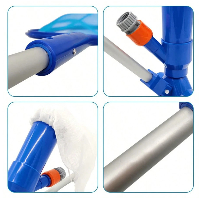 Portable Pool Vacuum Cleaner Jet Cleaning Kit Leaf Skimmer w 5 Poles