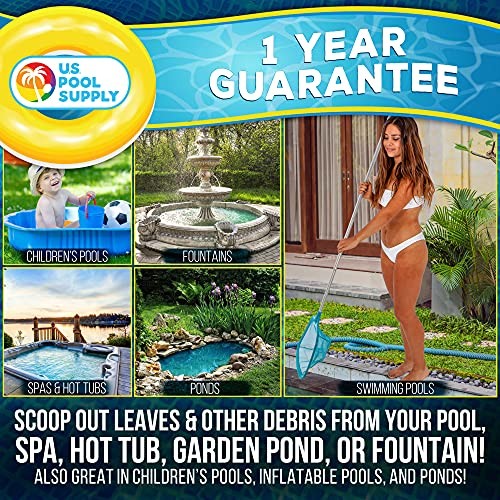 U.S. Pool Supply 5ft Leaf Skimmer Net with 4-Section Aluminum Pole Fine Mesh
