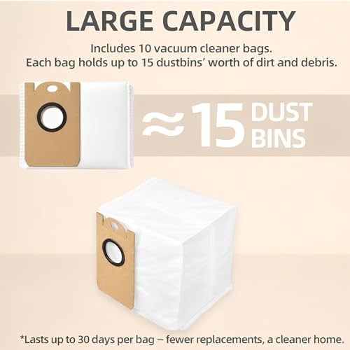 10 Packs Dust Bgas for Ionvac SmartClean V4 Self Emptying Robot Vacuum Cleaner