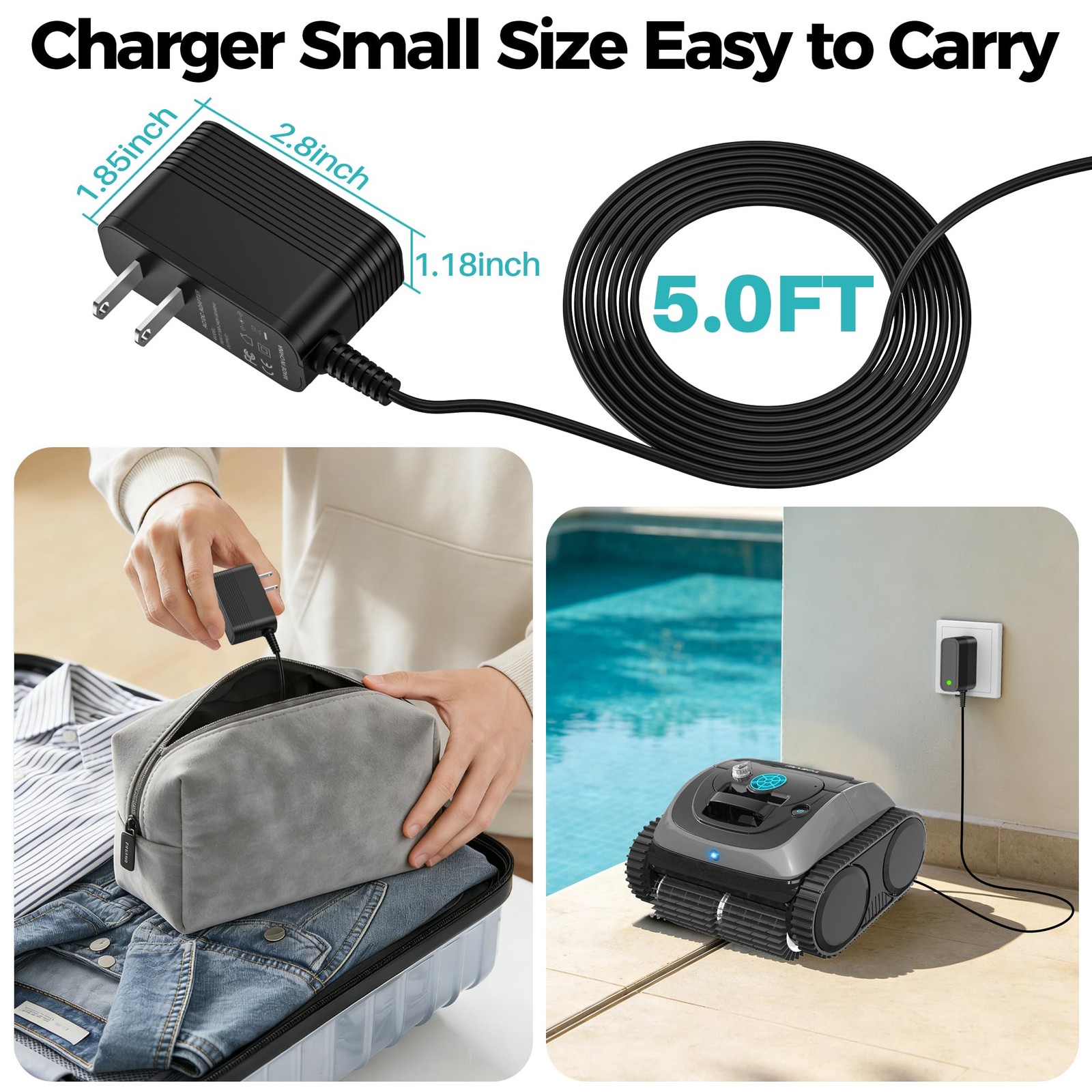 Charger for Wybot C1 OS7010C Cordless Robotic Pool Cleaner Replacement Black