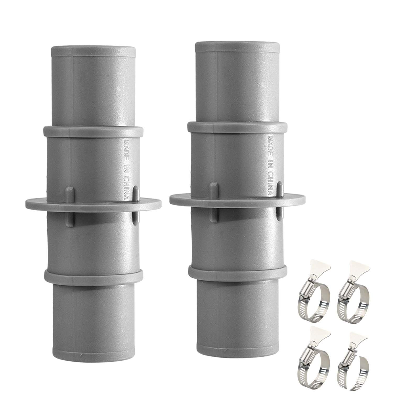 Pool Hose Connector 1-1/4&Prime; or 1-1/2&Prime;, Fit both Grey-2PCS