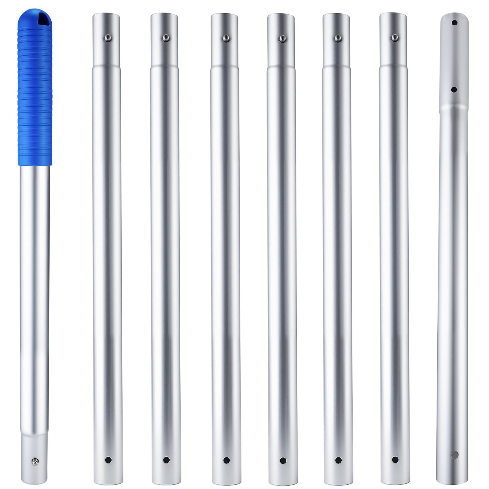 Telescopic 10ft Aluminum Pool Pole for Skimmer, Brush, Vacuum Head Cleaning