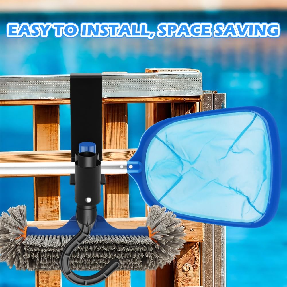 2Pcs Pool Fence Hooks, Adjustable Pool Tool Organizer for Hanging Pools Clean…