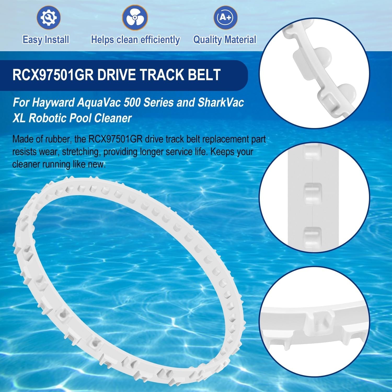 Drive Track Belt Replacement Part Fit for Hayward AquaVac 500 Series and Shar…