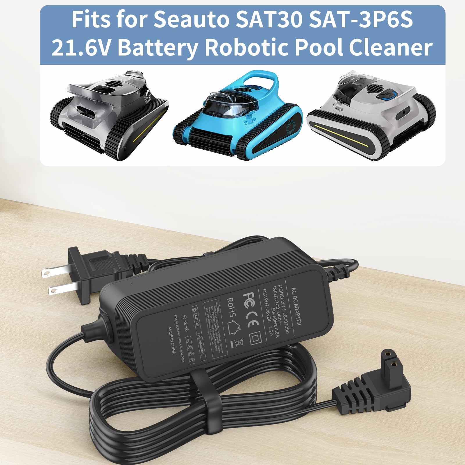 26V Charger for 21.6V Battery Pool Cleaner with Seauto Crab CR and Zyerch SAT…
