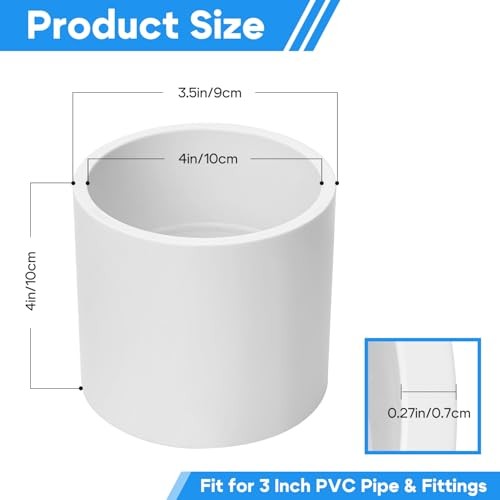 Cinsda 3 Inch SCH40 PVC Pipe Coupling Adapter, Heavy Duty UPVC 3 Inch-1 Pack