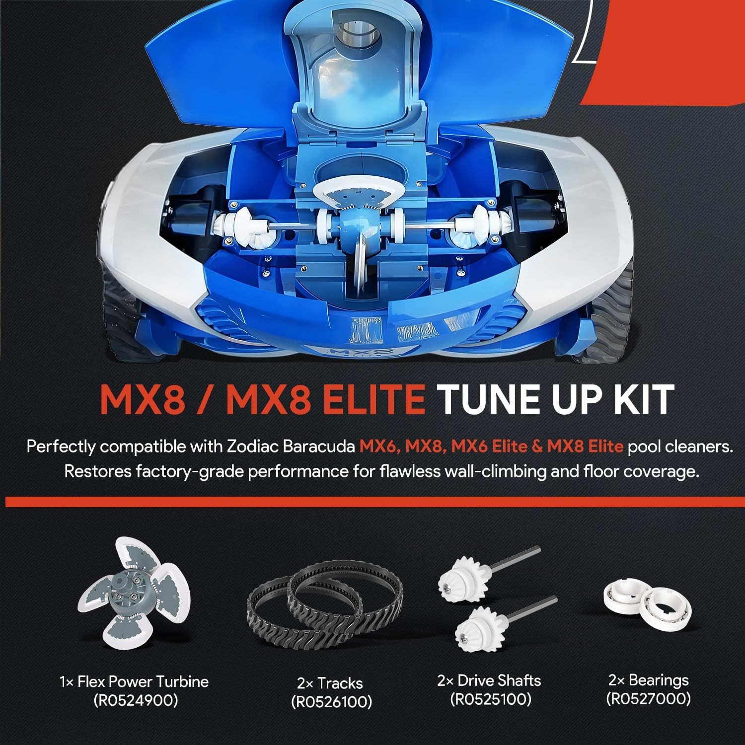 Replacement Parts Kit For Zodiac Baracuda MX8 MX6 Elite Pool Cleaner Tune Up Kit