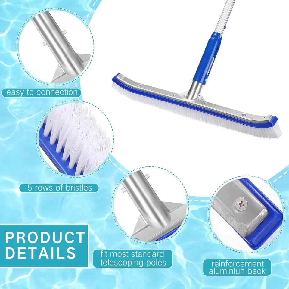 Professional Heavy Duty 18&Prime; Swimming Pool Floor Wall Cleaning Brush Head Tool