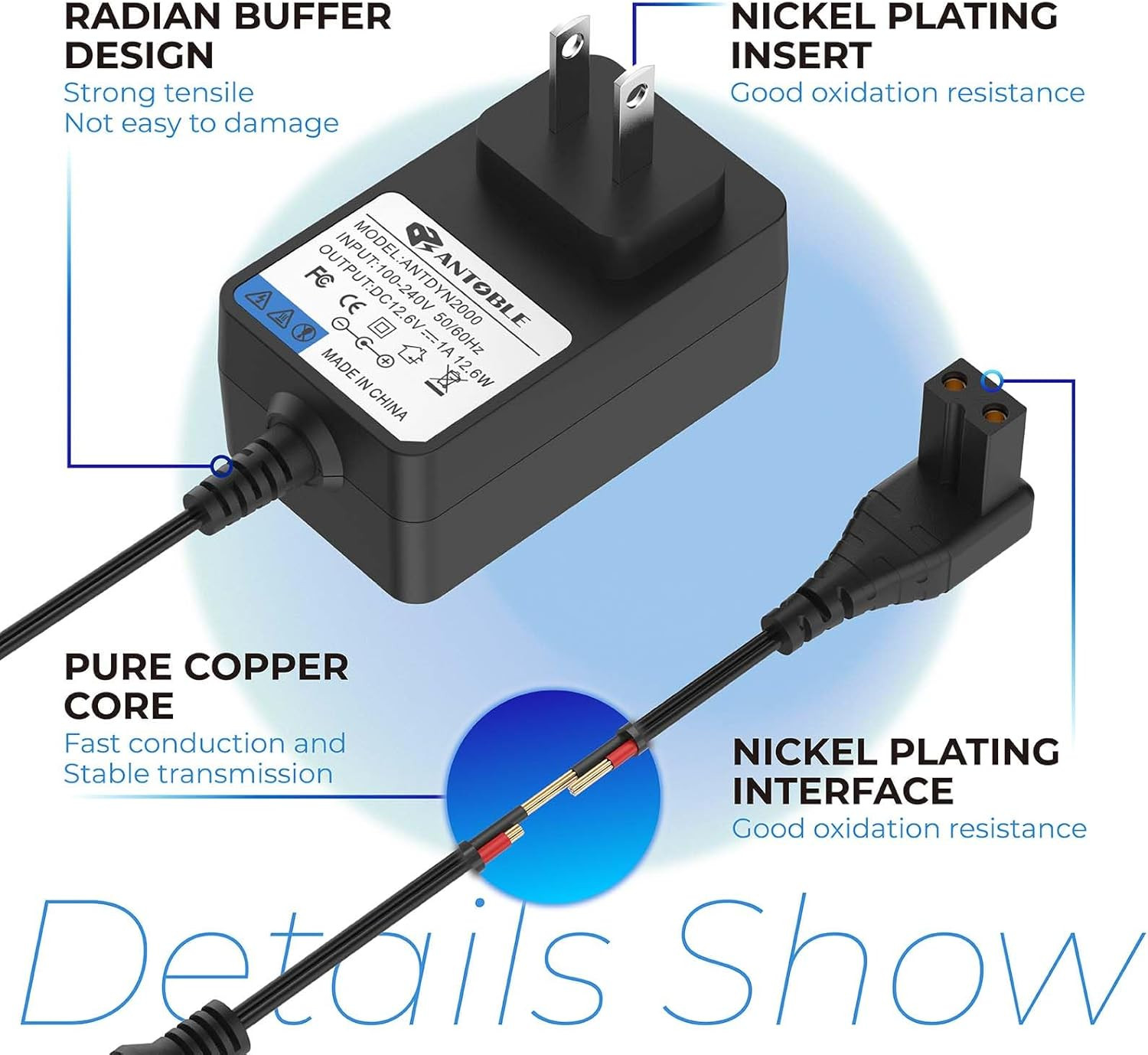 12.6V Charger Compatible with Aiper Seagull 1000 600 Smart Pool Cleaner Power Ad