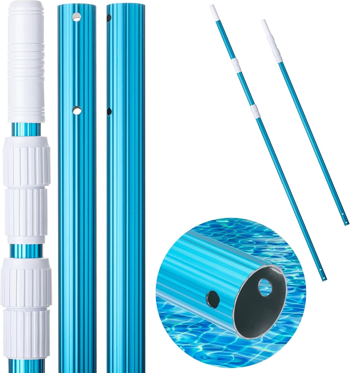 Lightweight 12ft Telescopic Pool Pole – Efficient Cleaning with Ergonomic Grip