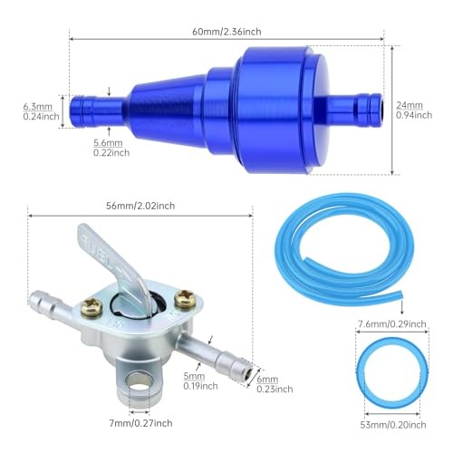 Windance 4Pcs 1/4inch Fuel Filter Fuel Switch Fuel Line Replacement Kit,1M Blue