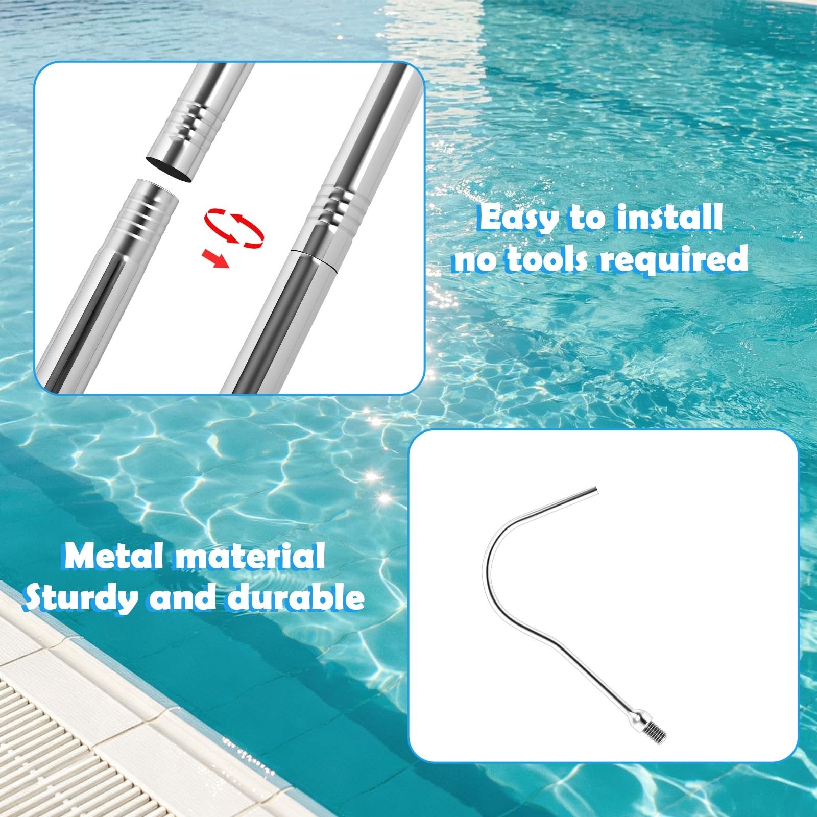 Pool Retrieval Hook for Robotic Pool Cleaner Adjustable Pole Skimmer Hook