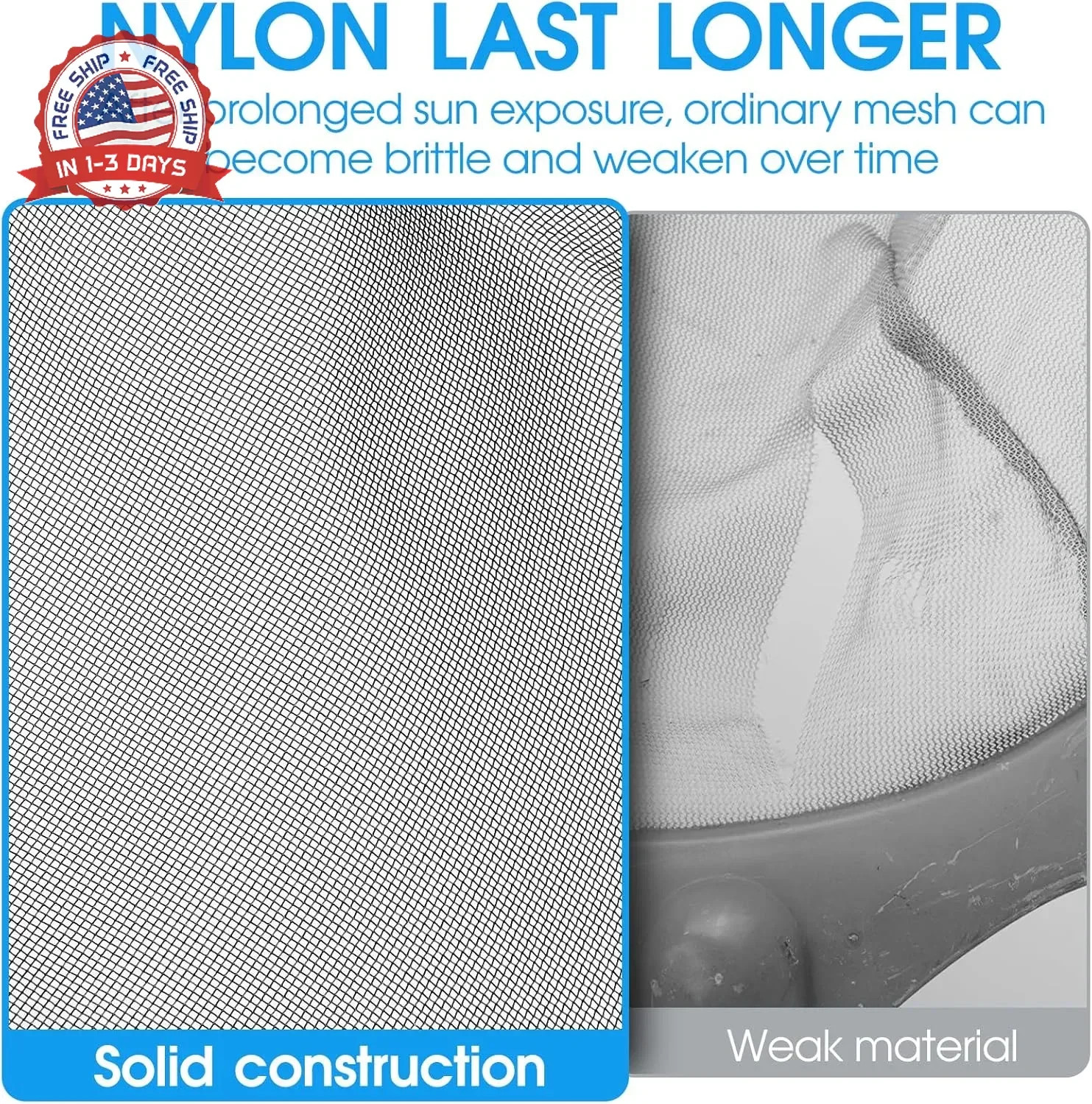 TidyMister Pool Skimmer Net with Self-Repair Fine Nylon Mesh Bag, Pool Leaf Rake