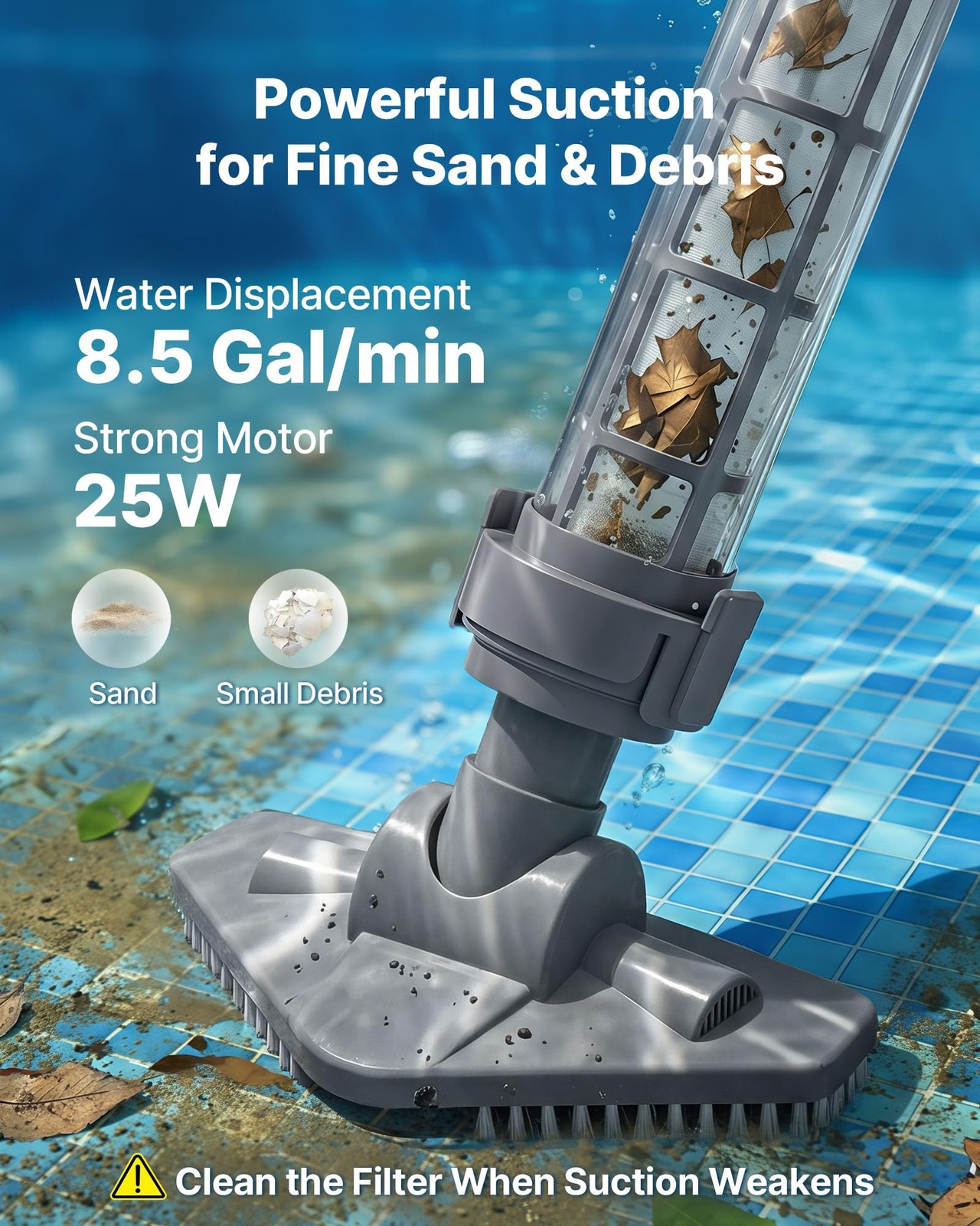 Vevor Handheld Pool Vacuum 8.5 Gpm Cordless Spa Hot Tub Vacuum Extension Pole