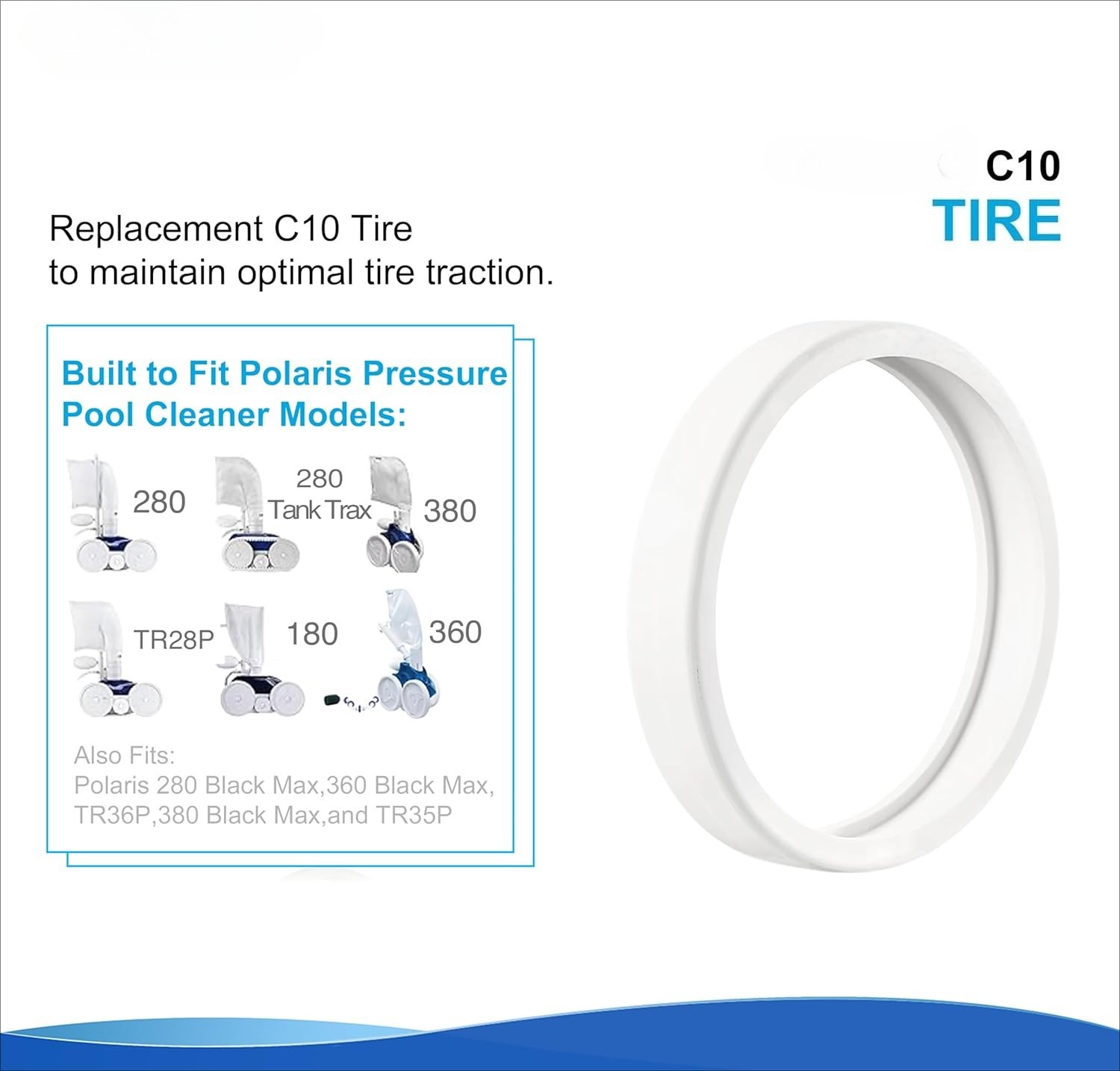 3 Pcs All Purpose Tire C10 C-10 For Zodiac Polaris 180 280 360 380 Pool Cleaner