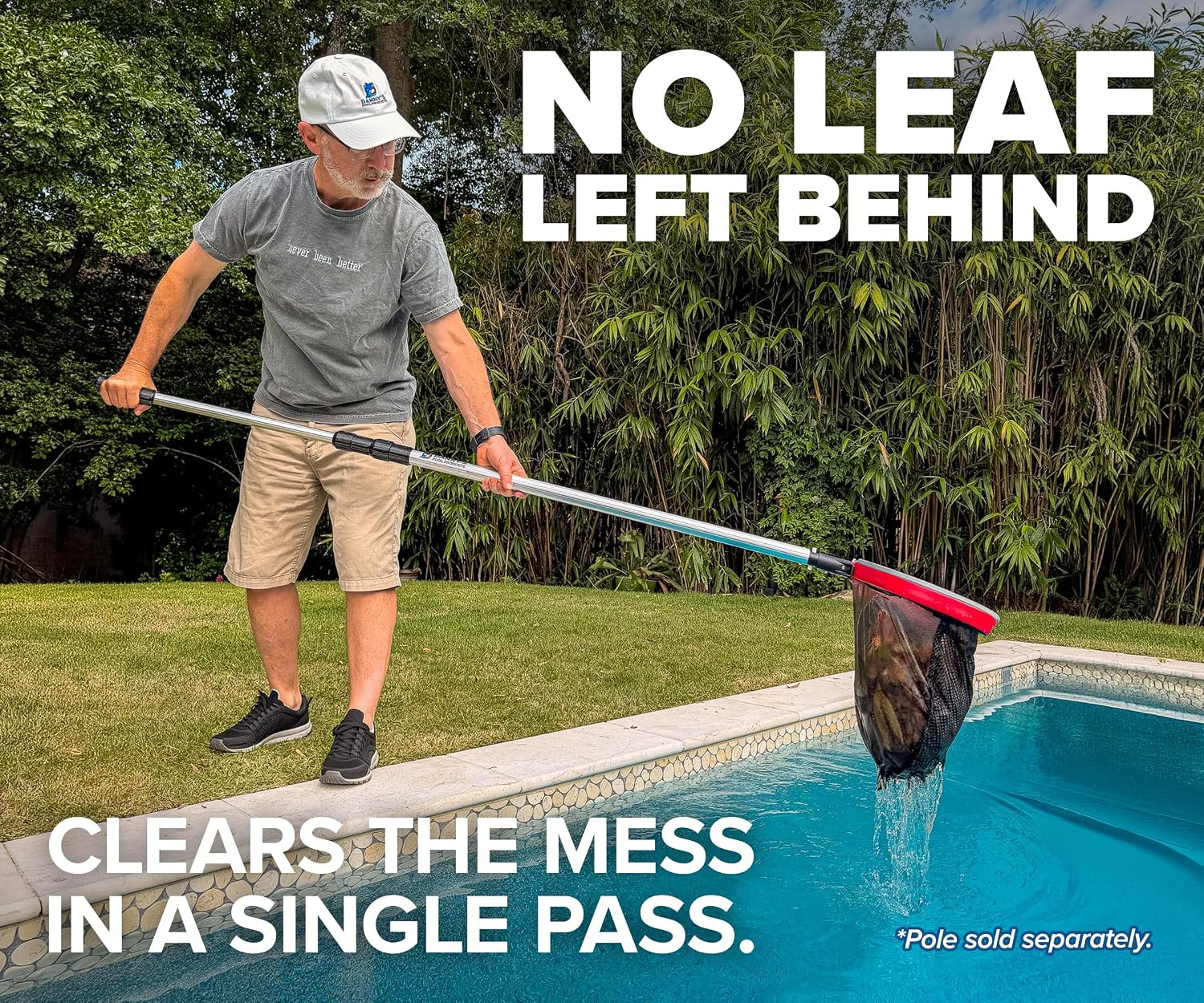 Heavy Duty Pool Net for Inground & Above Ground Pools Leaf Rake with Rubber