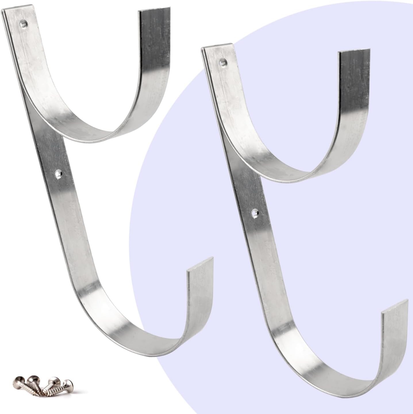 2 Pcs Set Wide Pool Pole Hangers Heavy Duty Silver Aluminium Holder W/ Screws