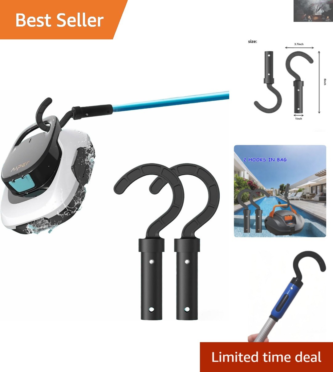 Efficient Pool Robot Retrieval Hook – Compact & Portable Cleaning Solution