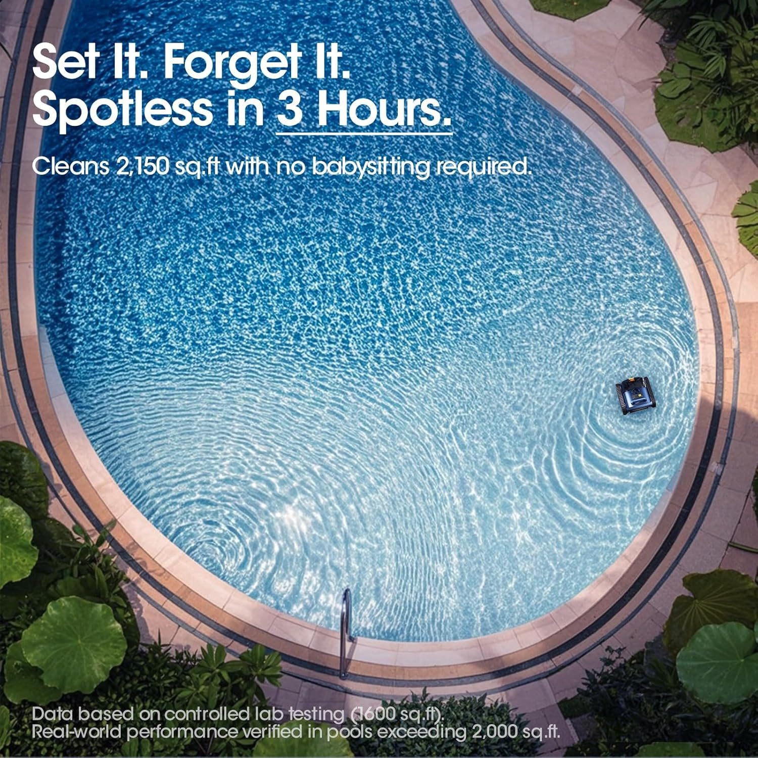 Cordless Robotic Pool Vacuum, Pool Cleaner with Track Drive & Sonar Navigation,