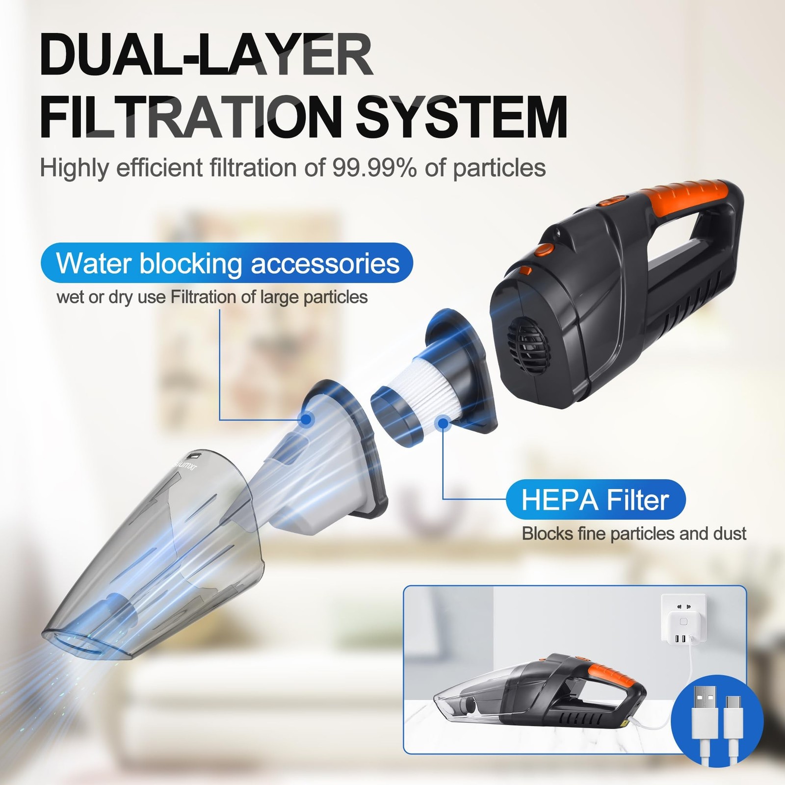 Handheld Vacuum Cordless,Powerful Suction 30Mins Long Runtime, Dust Busters C…
